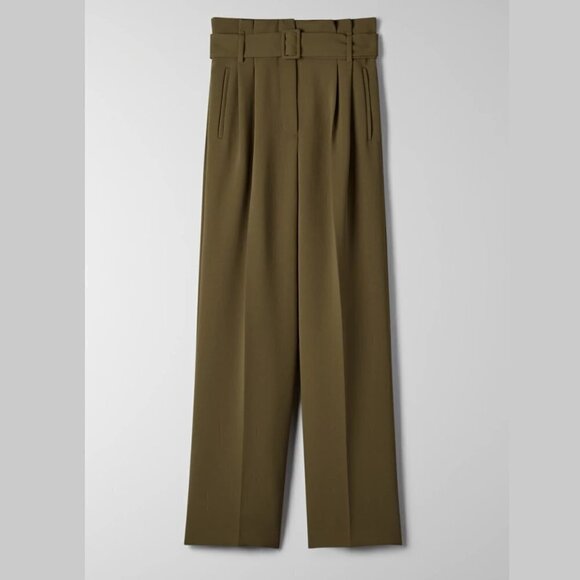 Aritzia Wilfred Delacour Pant High-Rise Belted Trouser in Brown Size Small - Picture 12 of 15